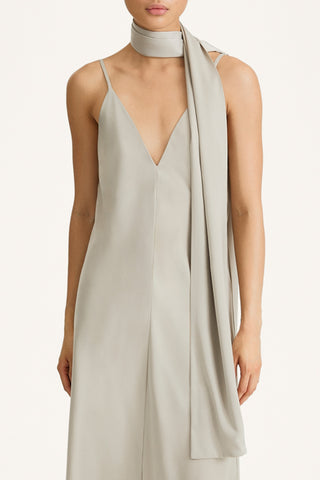 Matino satin scarf sage stylein model image front close