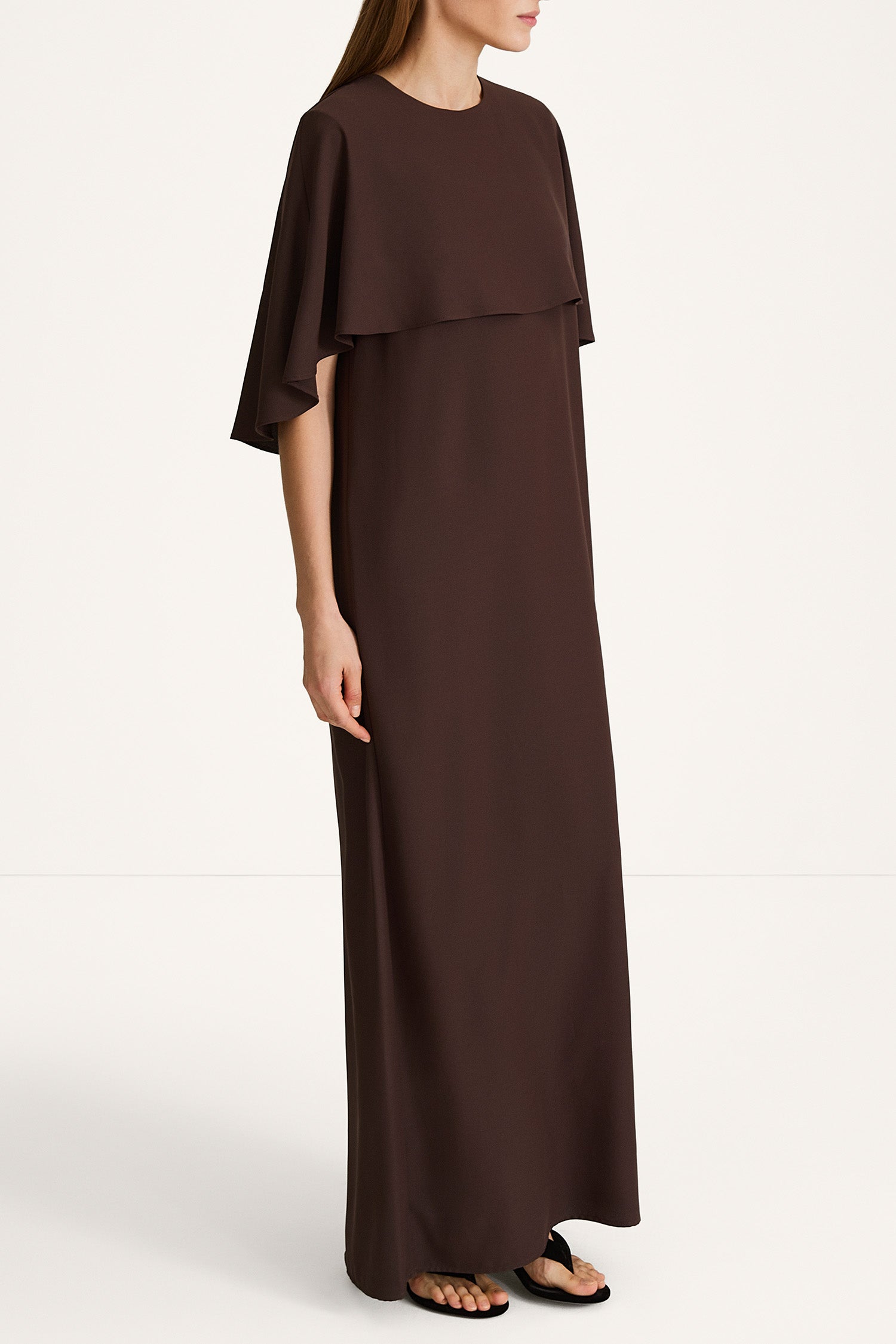 Maxine sleeveless maxi long dress coffee stylein model image side