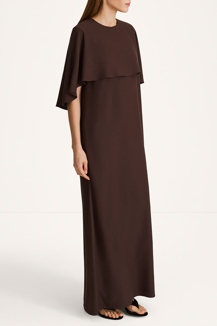 Maxine sleeveless maxi long dress coffee stylein model image side