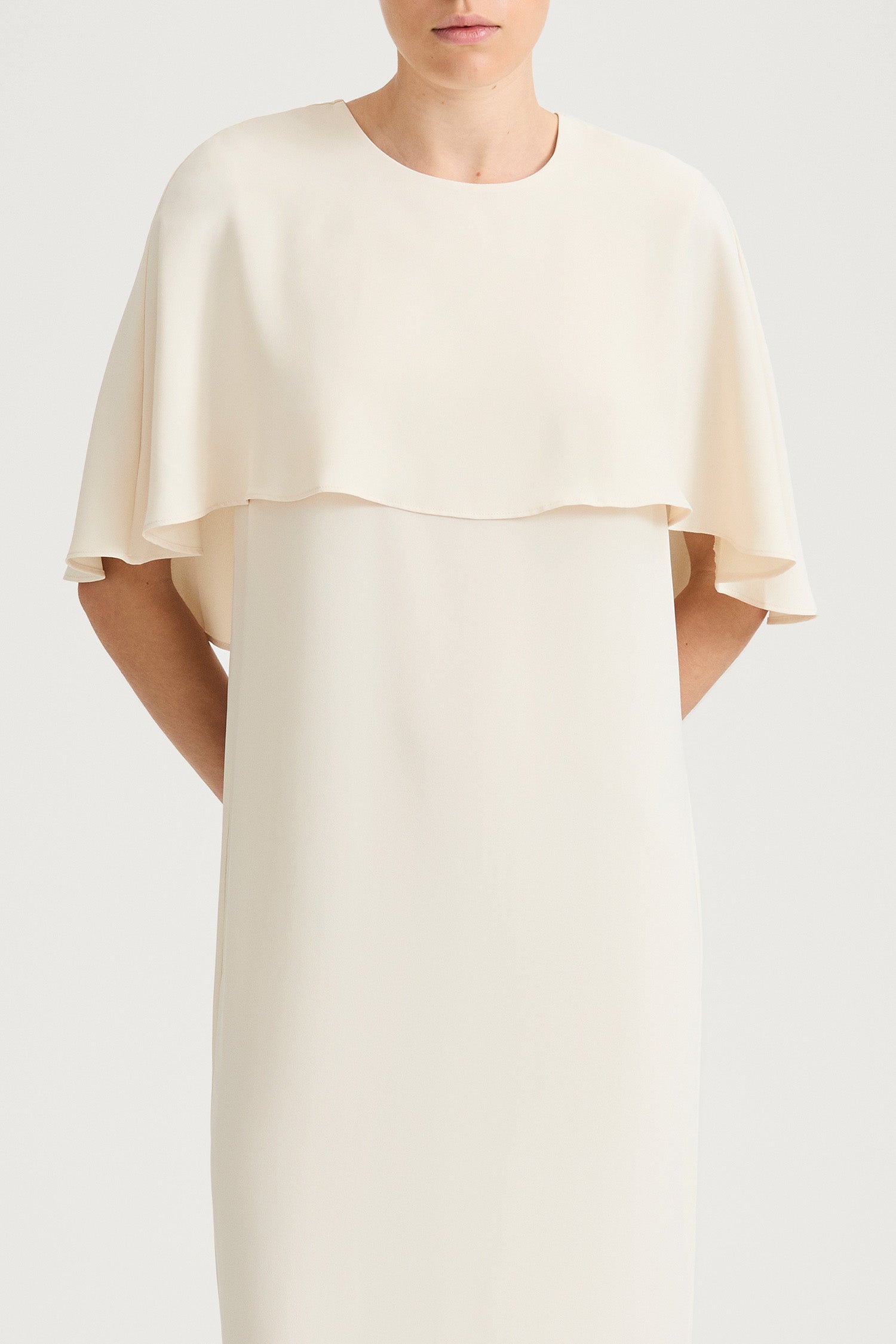 Maxine sleeveless maxi long dress cream stylein model image front close
