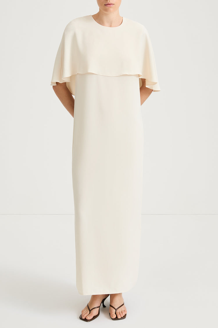 Maxine sleeveless maxi long dress cream stylein model image front