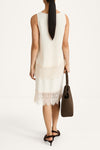 Medonia knee lenght midi skirt lace detail cream stylein model image back