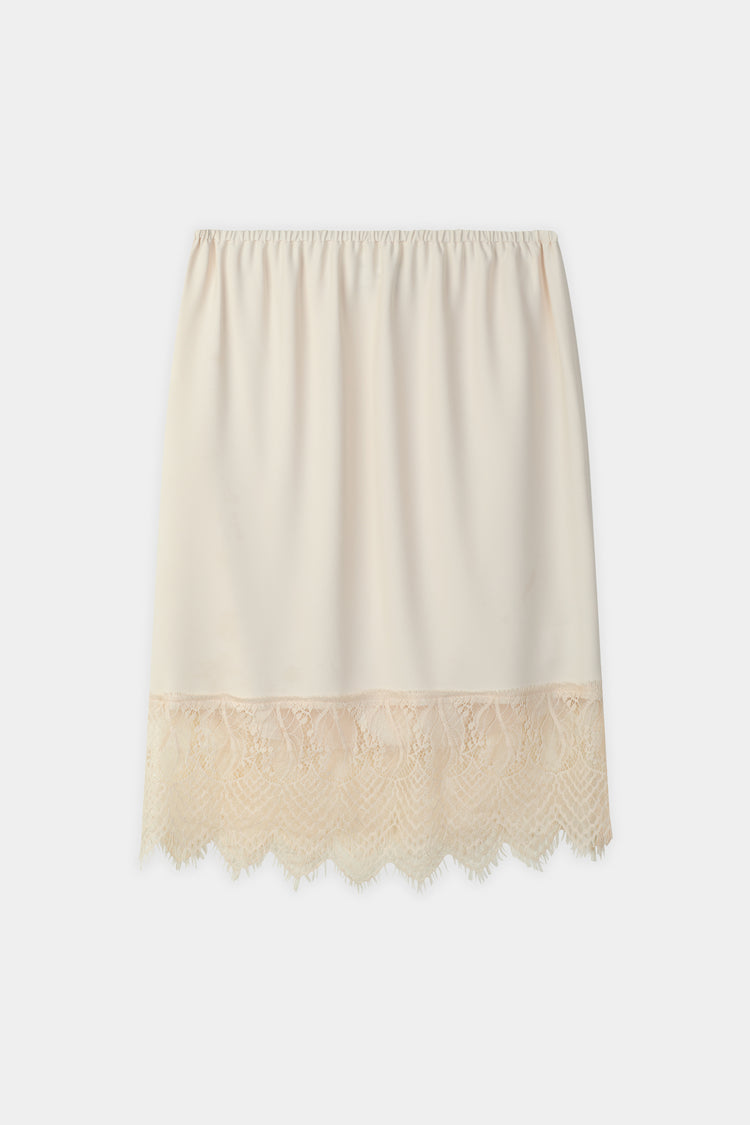 Medonia knee lenght midi skirt lace detail cream stylein packshot
