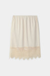 Medonia knee lenght midi skirt lace detail cream stylein packshot
