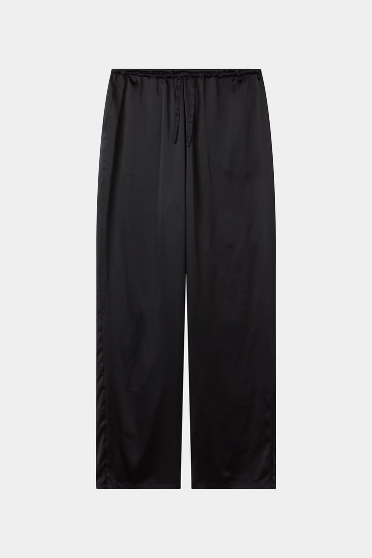 Meike satin wide leisure trousers black stylein 