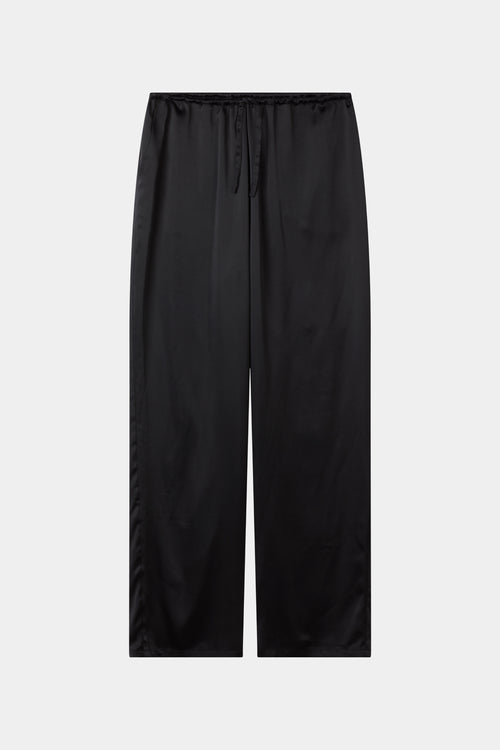 Meike satin wide leisure trousers black stylein model image front