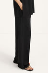 Meike satin wide leisure trousers black stylein model image side close