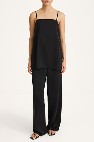 Meike satin wide leisure trousers black stylein model image front