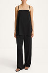Meike satin wide leisure trousers black stylein model image front
