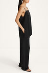 Meike satin wide leisure trousers black stylein model image back