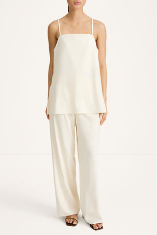 Meike satin wide leisure trousers ivory stylein model image front