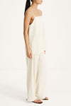 Meike satin wide leisure trousers ivory stylein model image side