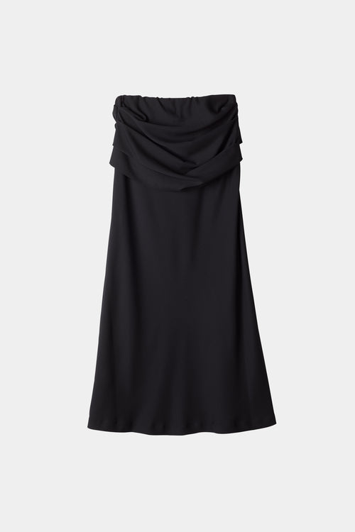 Mileto skirt ankle length chiffon bias cut draped yoke black stylein packshot