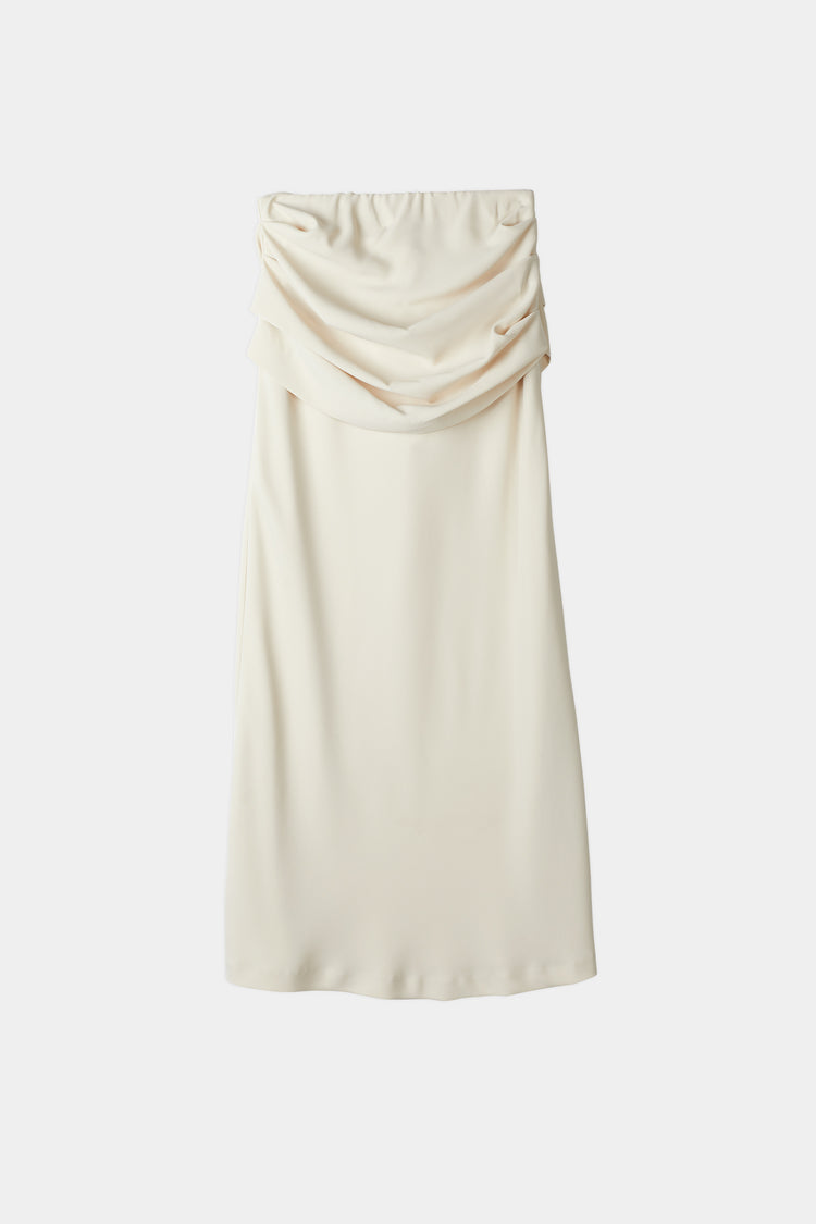 Mileto skirt ankle length chiffon draped yoke bias cut cream stylein packshot
