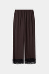 Monteroni coffee brown crepe leisure trousers black lace stylein packshot