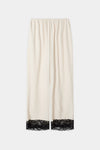 Monteroni white cream crepe leisure trousers black lace stylein packshot