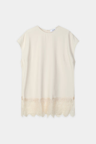 Muccino sleeveless blouse ivory lace detail stylein packshot