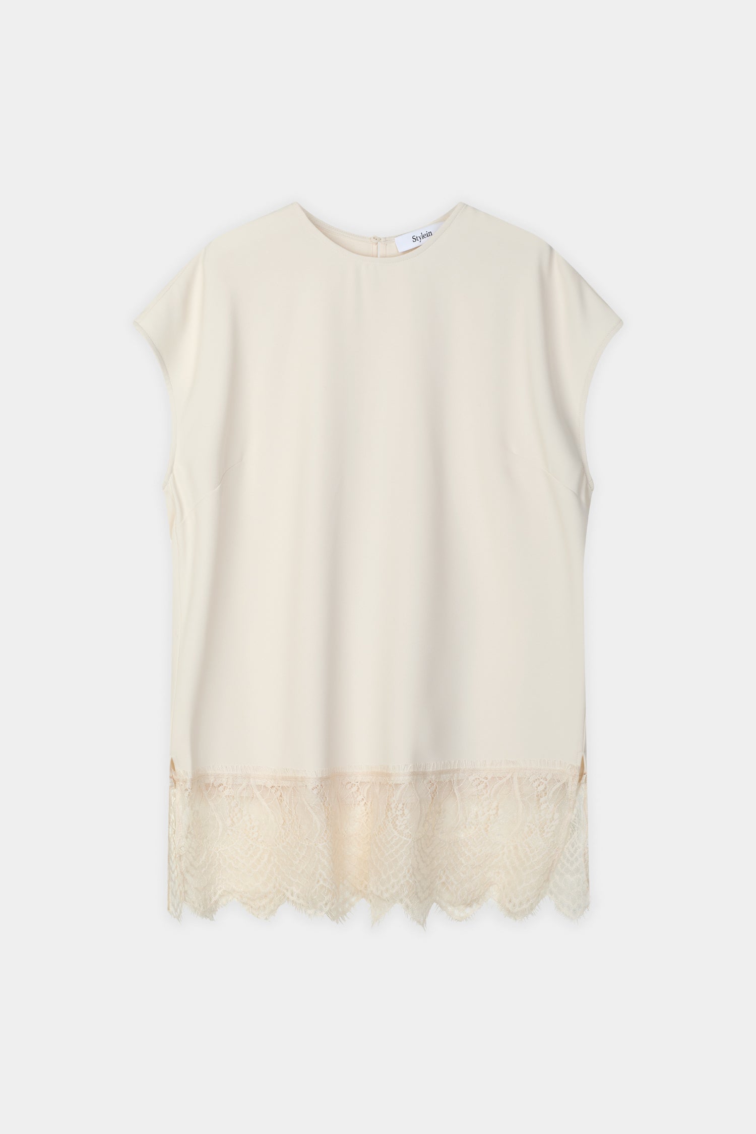Muccino sleeveless blouse ivory lace detail stylein packshot