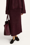 Nanie knitted long mohair skirt bordeaux stylein model image front close