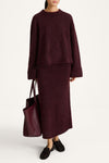 Nanie knitted long mohair skirt bordeaux stylein model image front