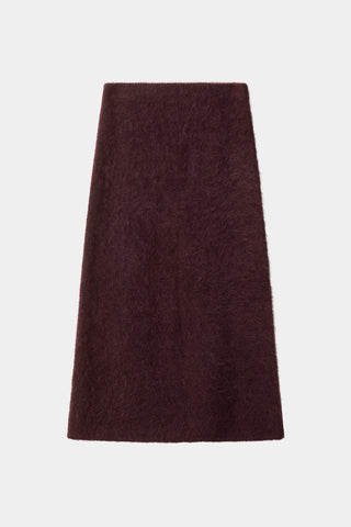Nanie knitted long mohair skirt bordeaux packshot