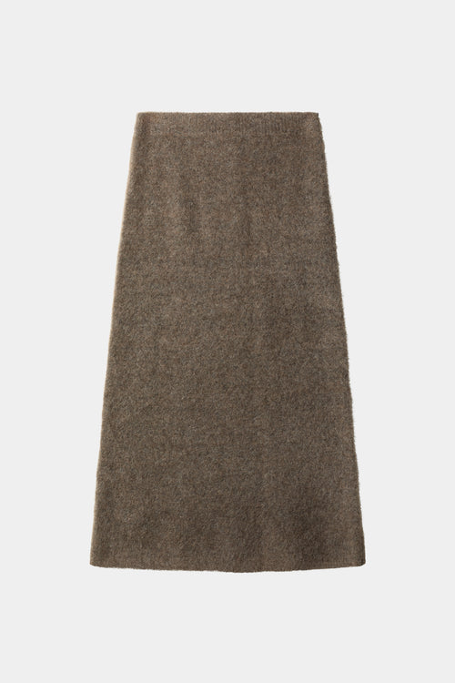 Nanie knitted long mohair skirt brown stylein model image front