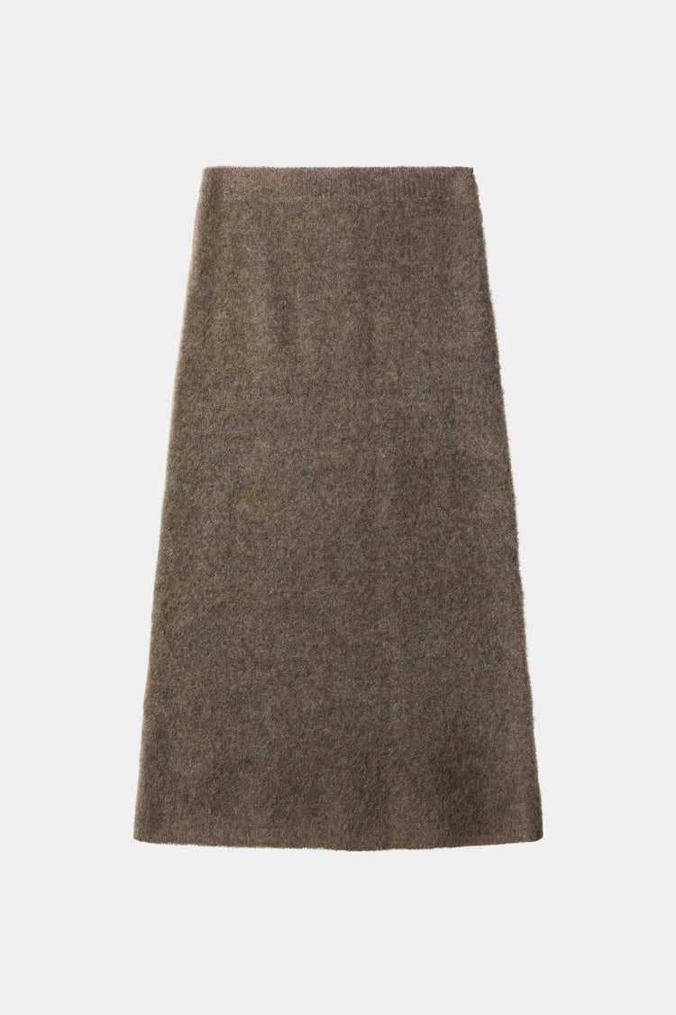 Nanie knitted long mohair skirt brown stylein packshot