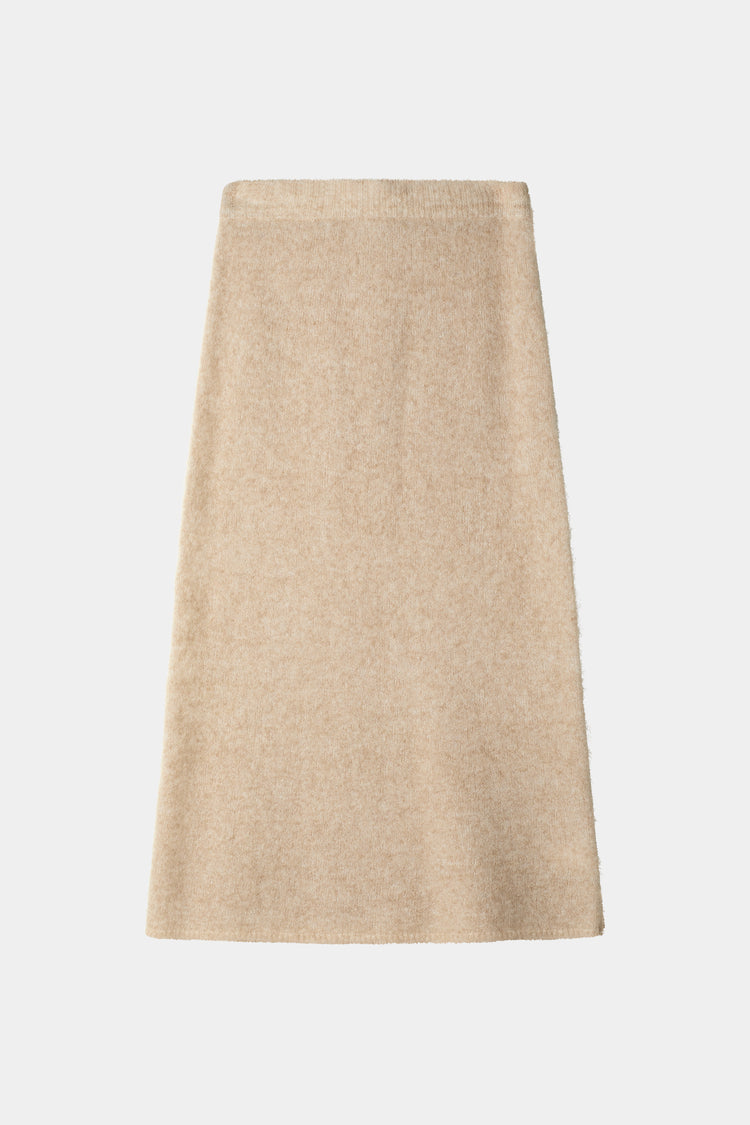 Nanie knitted long mohair skirt oyster packshot