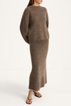 Nanie knitted long mohair skirt  brown stylein model image side