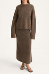 Nanie knitted long mohair skirt brown stylein model image front