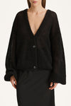 Nasira loose fitted v-neck cardigan black stylein detail