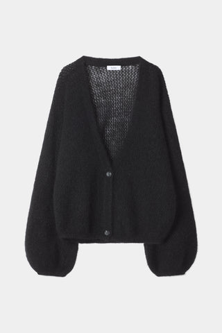 Nasira loose fitted v-neck cardigan black stylein packshot