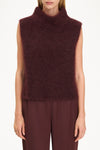 Nellie sleeveless knitted mohair top bordeaux stylein model image front close
