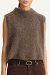 Nellie sleeveless knitted mohair top brown stylein model image front close