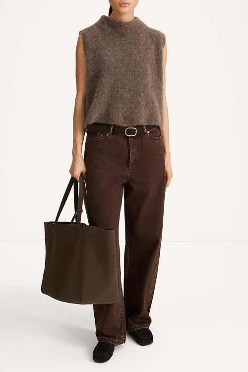 Nellie sleeveless knitted mohair top brown stylein model image front