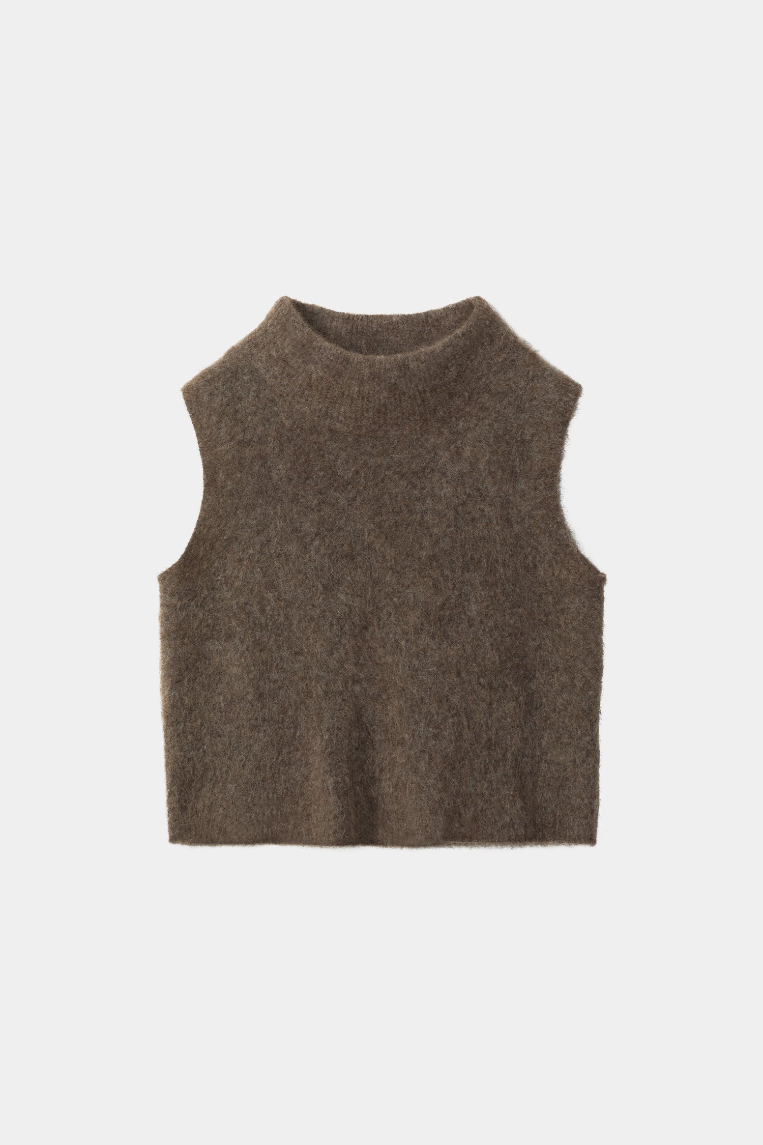 Nellie sleeveless knitted mohair top brown stylein packshot