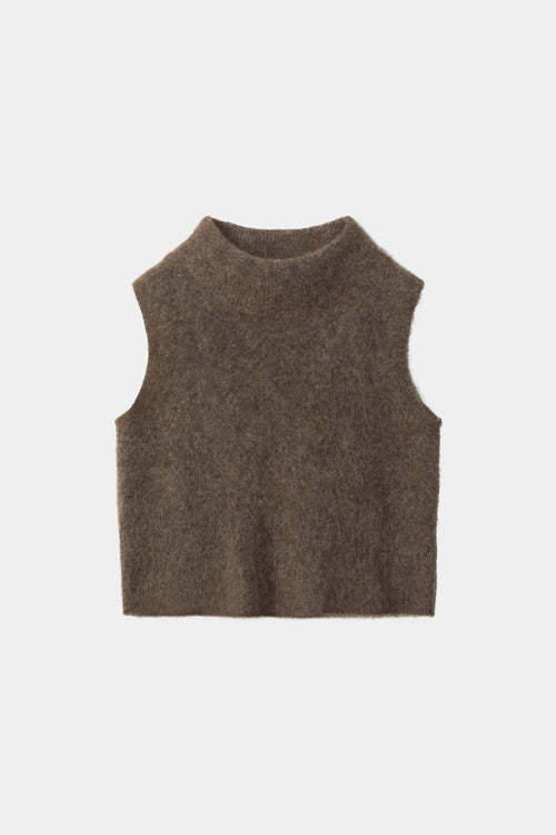 Nellie sleeveless knitted mohair top brown stylein packshot