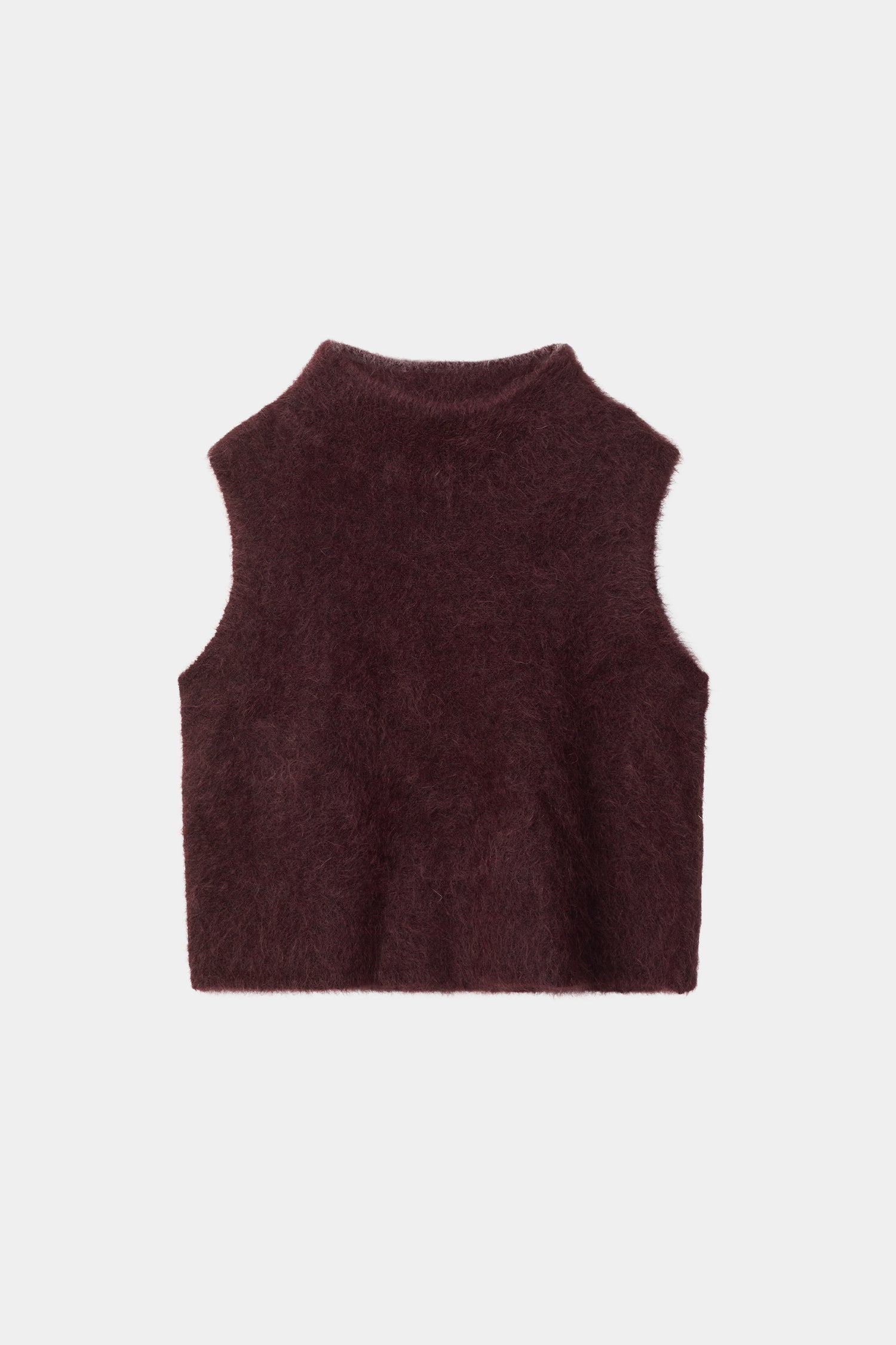 Nellie sleeveless knitted mohair top bordeaux stylein packshot
