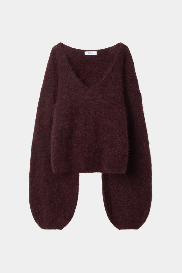 Nemoli v-neck sweater mohair bordeaux stylein packshot