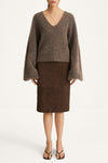 Nemoli v-neck sweater mohair brown stylein model image front