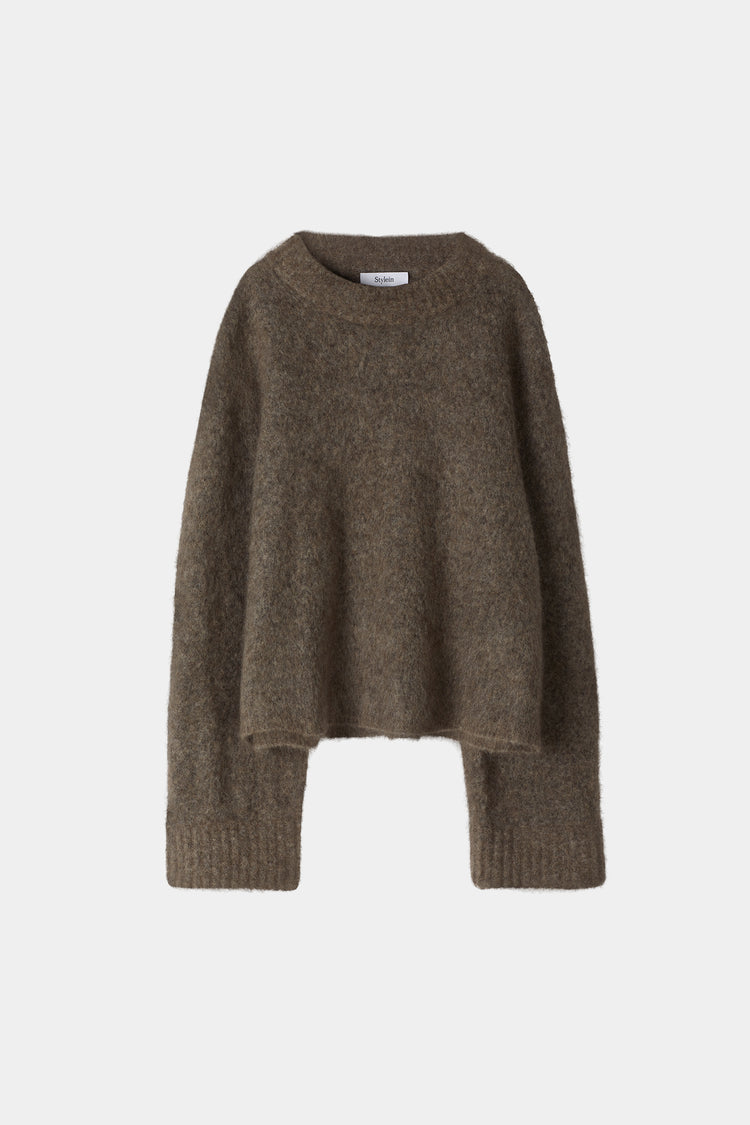 Niclas short brown knitted mohair sweater Stylein packshot