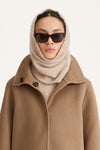 Niko knitted mohair scarf oyster mohair stylein model image front