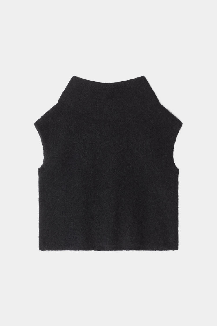 Noelia knitted polo top sleeveless black stylein packshot