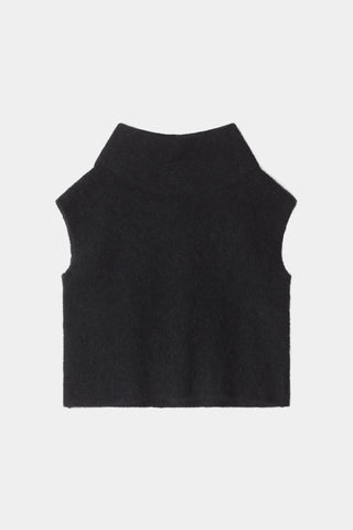 Noelia knitted polo top sleeveless black stylein packshot