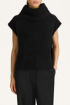 Noelia knitted polo top sleeveless black stylein close up