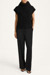 Noelia knitted polo top sleeveless black stylein front