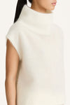 Noelia knitted polo top sleeveless white stylein detail