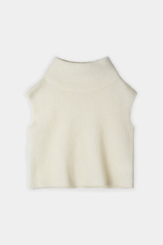Noelia knitted polo top sleeveless white stylein packshot