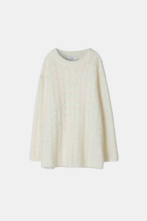 NOEMI CABLE SWEATER - WHITE