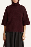 Nyssa short sleeve knitted top bordeaux stylein model image front close